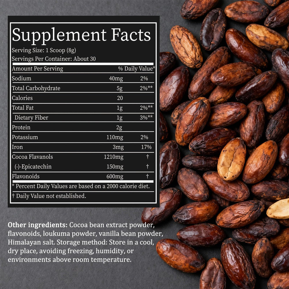 GENGGUI High Cocoa Powder bottle closeup showing label and nutrients.