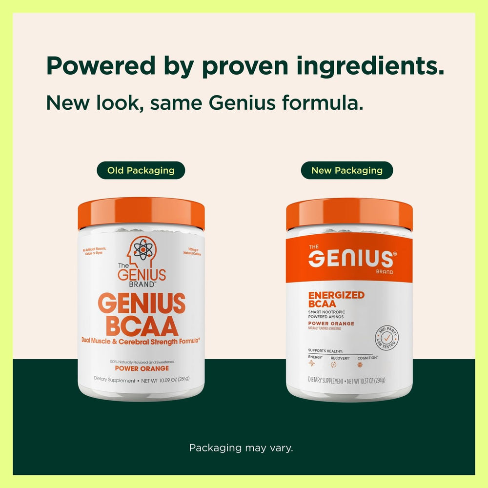Genius BCAA powder scoop pouring into a glass to help maintain energy during workouts.