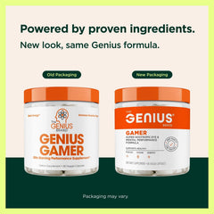 Genius Gamer capsules ready to support mental clarity.