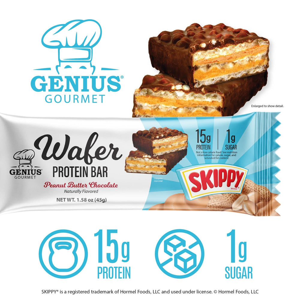 Genius Gourmet SKIPPY peanut butter layer adds creamy natural flavor.