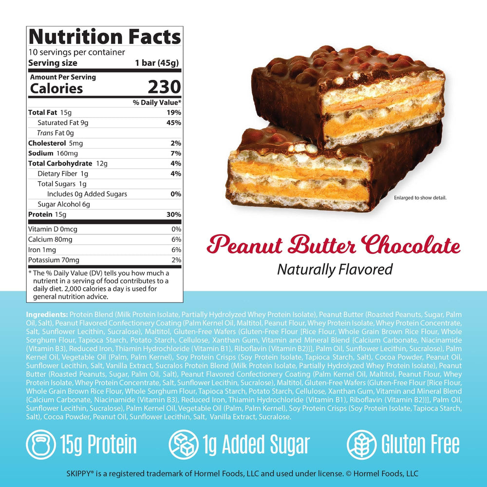 Genius Gourmet SKIPPY bar has 1g sugar, 0g added sugar.