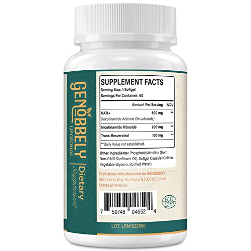 GENOBBELY liposomal NAD+ softgels pack for convenient daily use