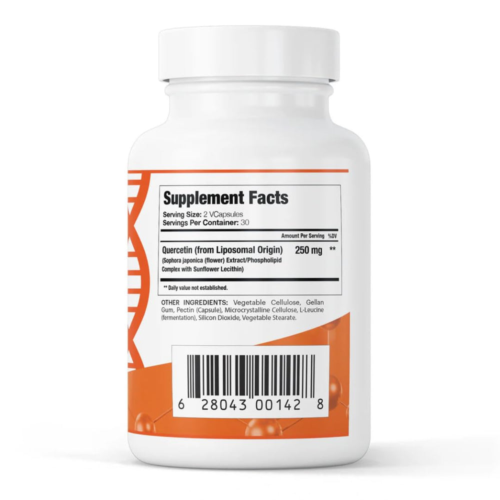GenuinePurity Liposomal Quercetin capsules on a clean kitchen counter