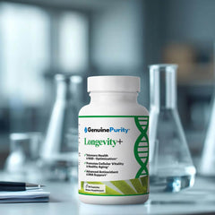 GenuinePurity Longevity+ Selenium capsule signaling antioxidant defense.