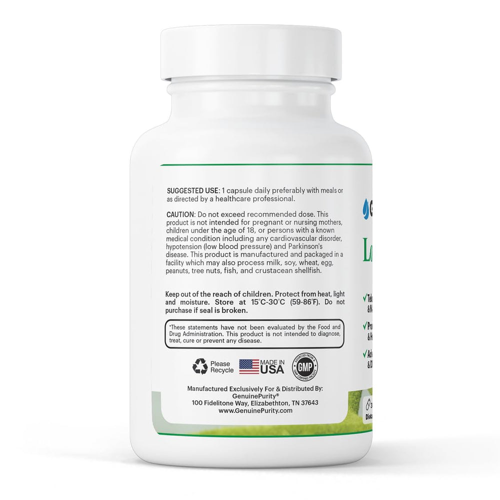 GenuinePurity Longevity+ vegan, gluten-free formula in a simple daily capsule.