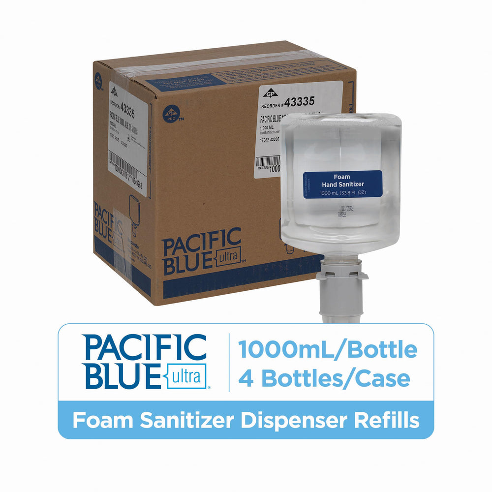 Georgia-Pacific Pacific Blue Ultra foam sanitizer bottle designed for quick, gentle cleansing in busy workplaces.