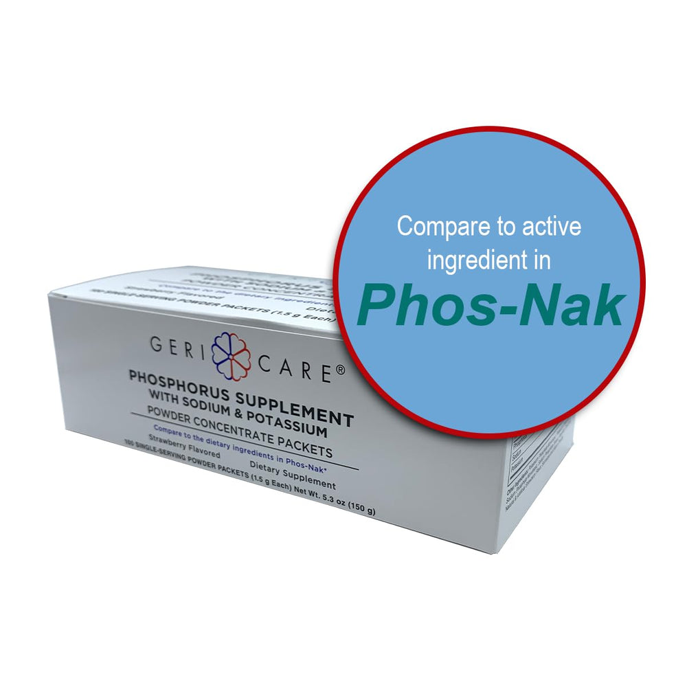 GeriCare phosphorus packet open pour for easy mixing