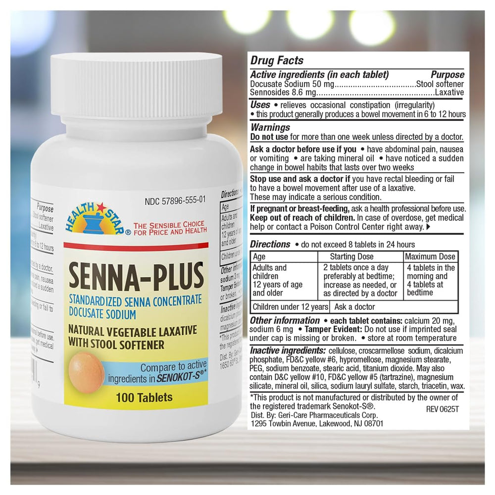GeriCare Senna Plus bottle being poured for easy dosing