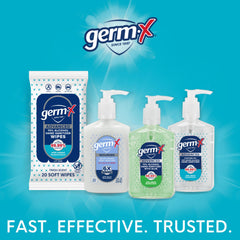 Germ-X Advanced Wipes require no water for convenient, no-rinse cleaning.
