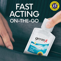 Germ-X Original Vitamin E moisturizing gel, gentle on skin.