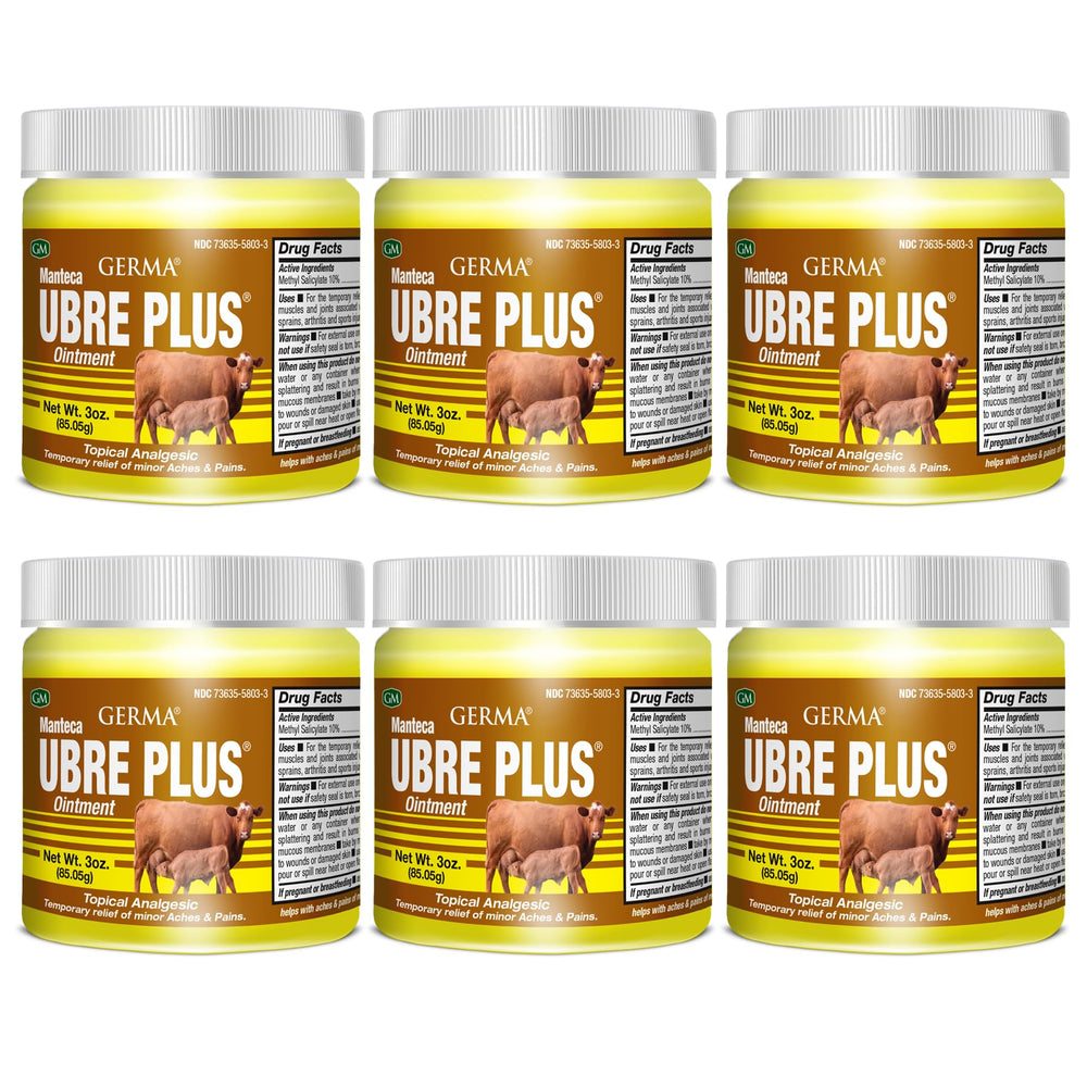Germa Manteca Ubre Plus active ingredients label highlighting methyl salicylate and oils