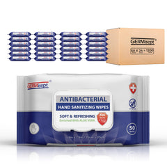 Germisept hand sanitizing wipes bulk pack displayed for family hygiene.