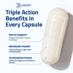 Geronova RLA capsules with water as part of a daily routine.