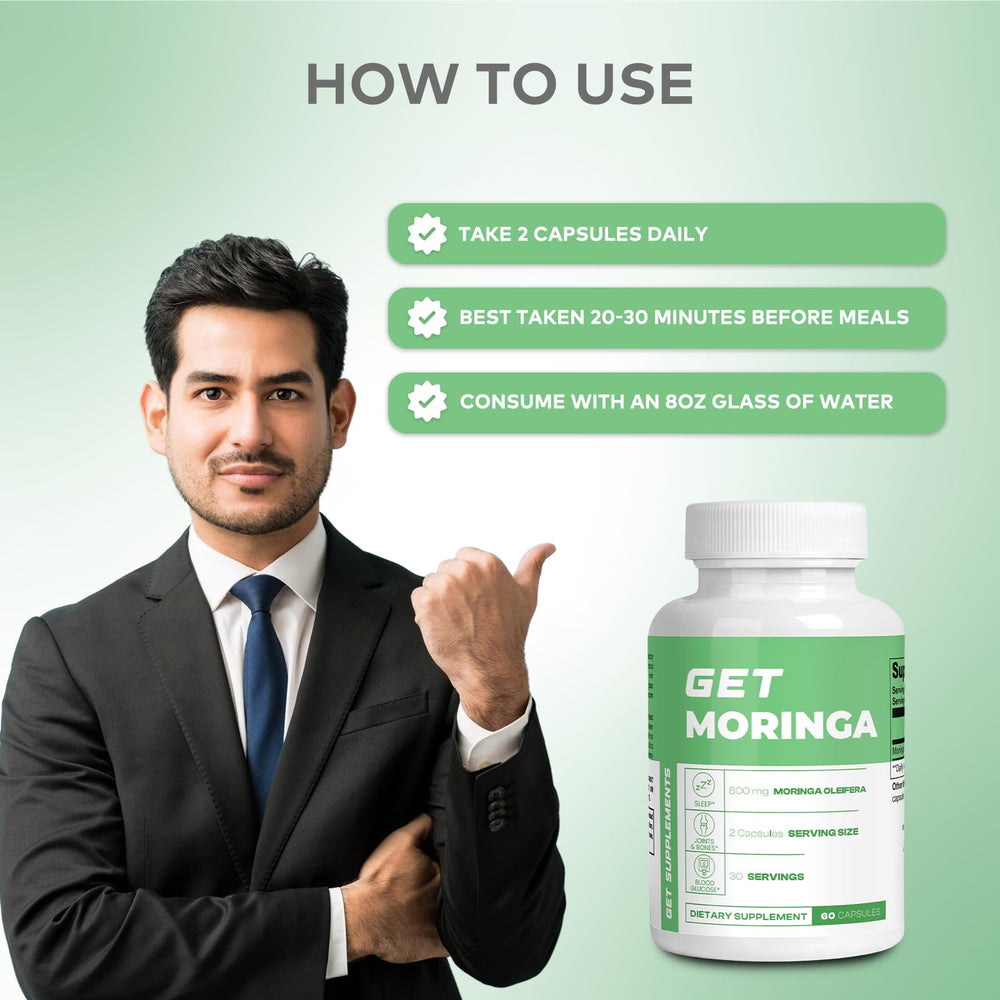 GET Supplements Moringa certifications seal signaling quality and organic status.