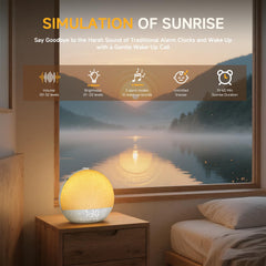 Geuuap Sunrise Alarm Clock in a cozy bedroom setup for easy mornings.
