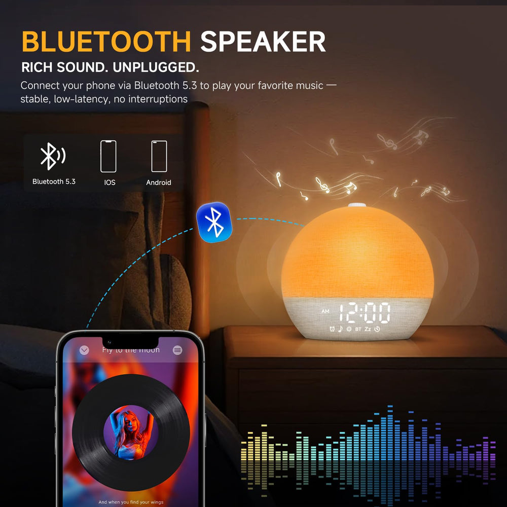 Geuuap Sunrise Alarm Clock sleep sounds collection for focused relaxation.