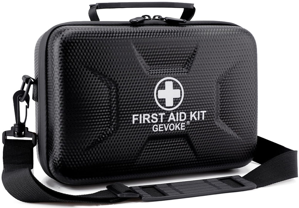 Gevoke 410-piece first aid kit in a waterproof shell for home and travel