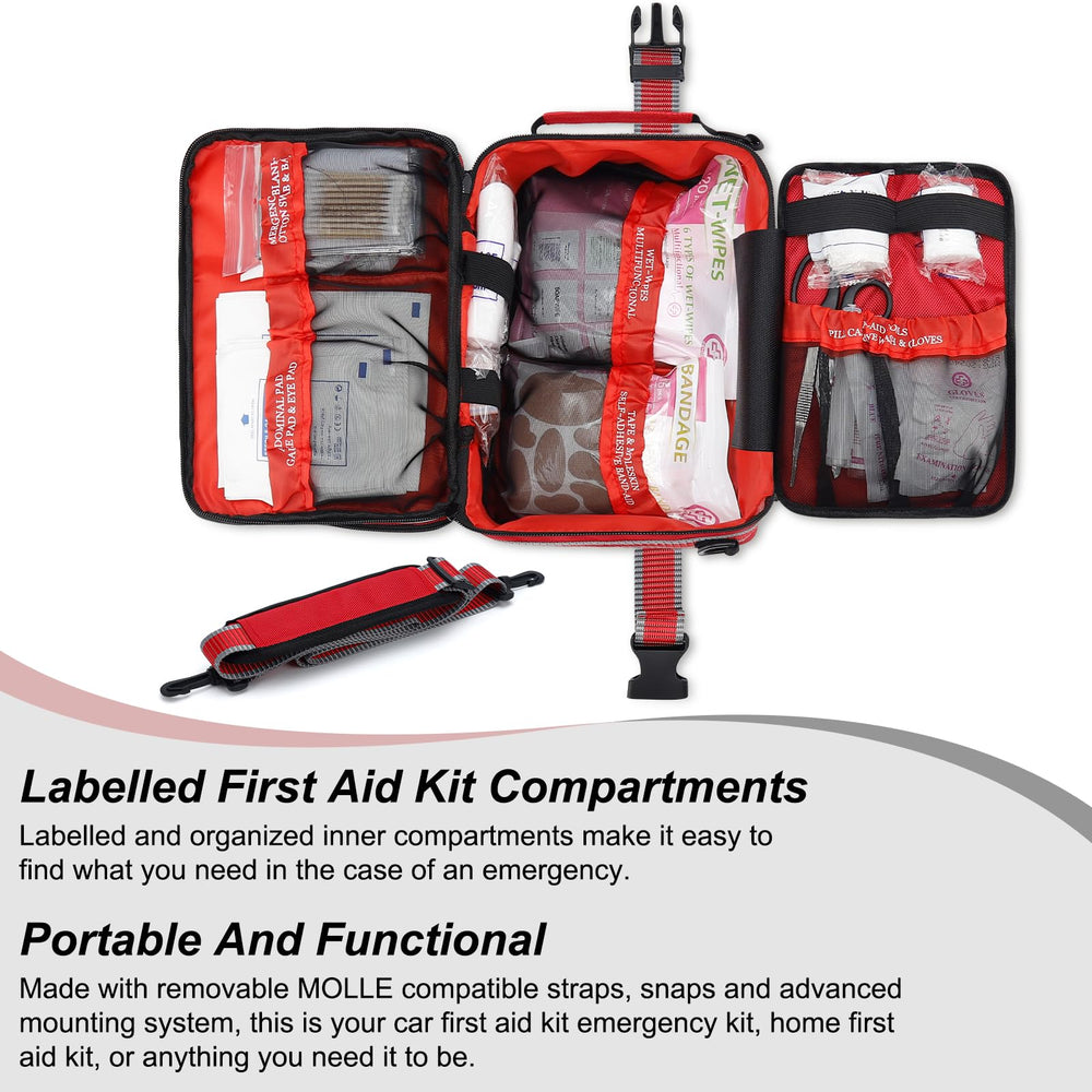 MOLLE-compatible kit design for vehicle or backpack mounting