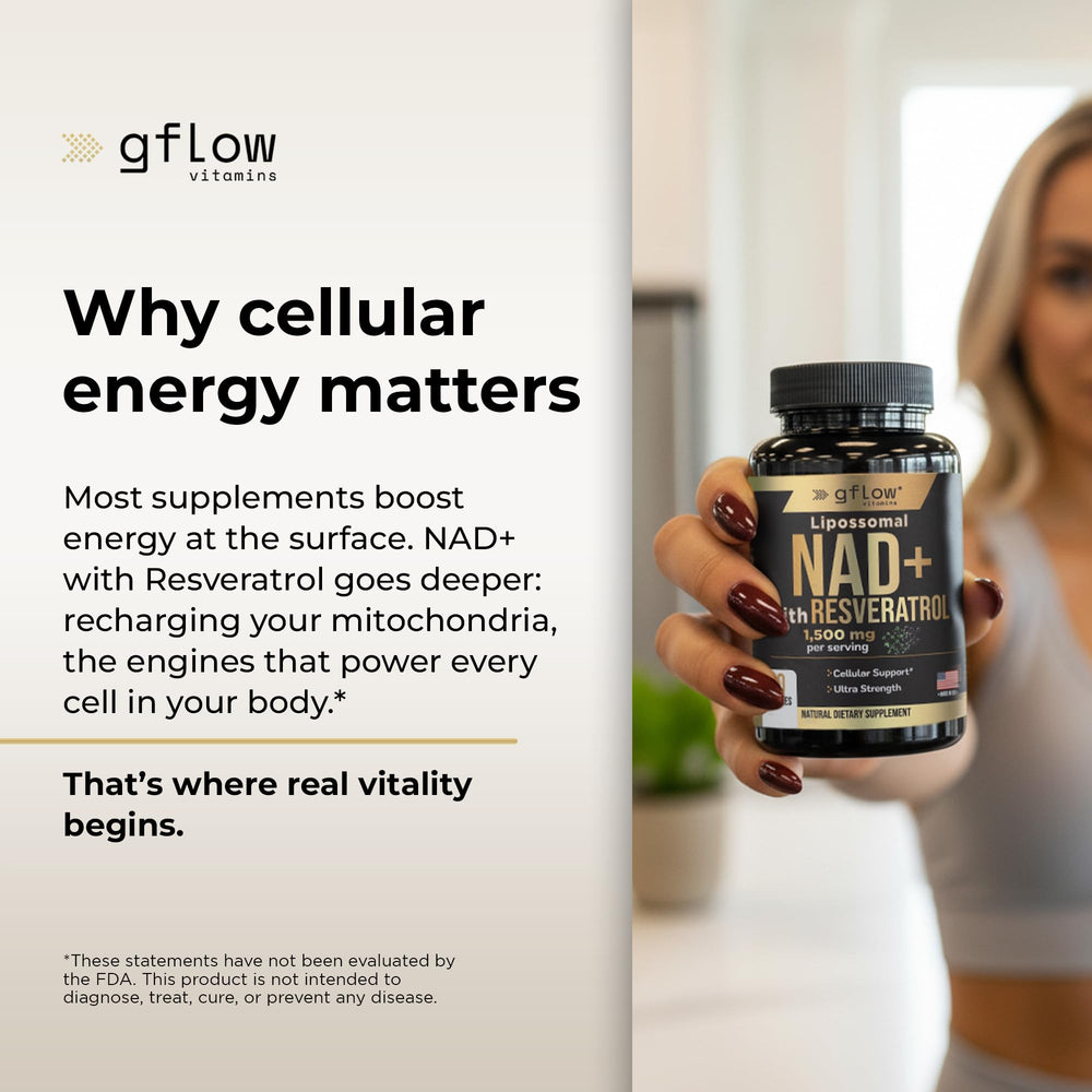 Gflow NAD+ with Resveratrol capsules ready for daily use