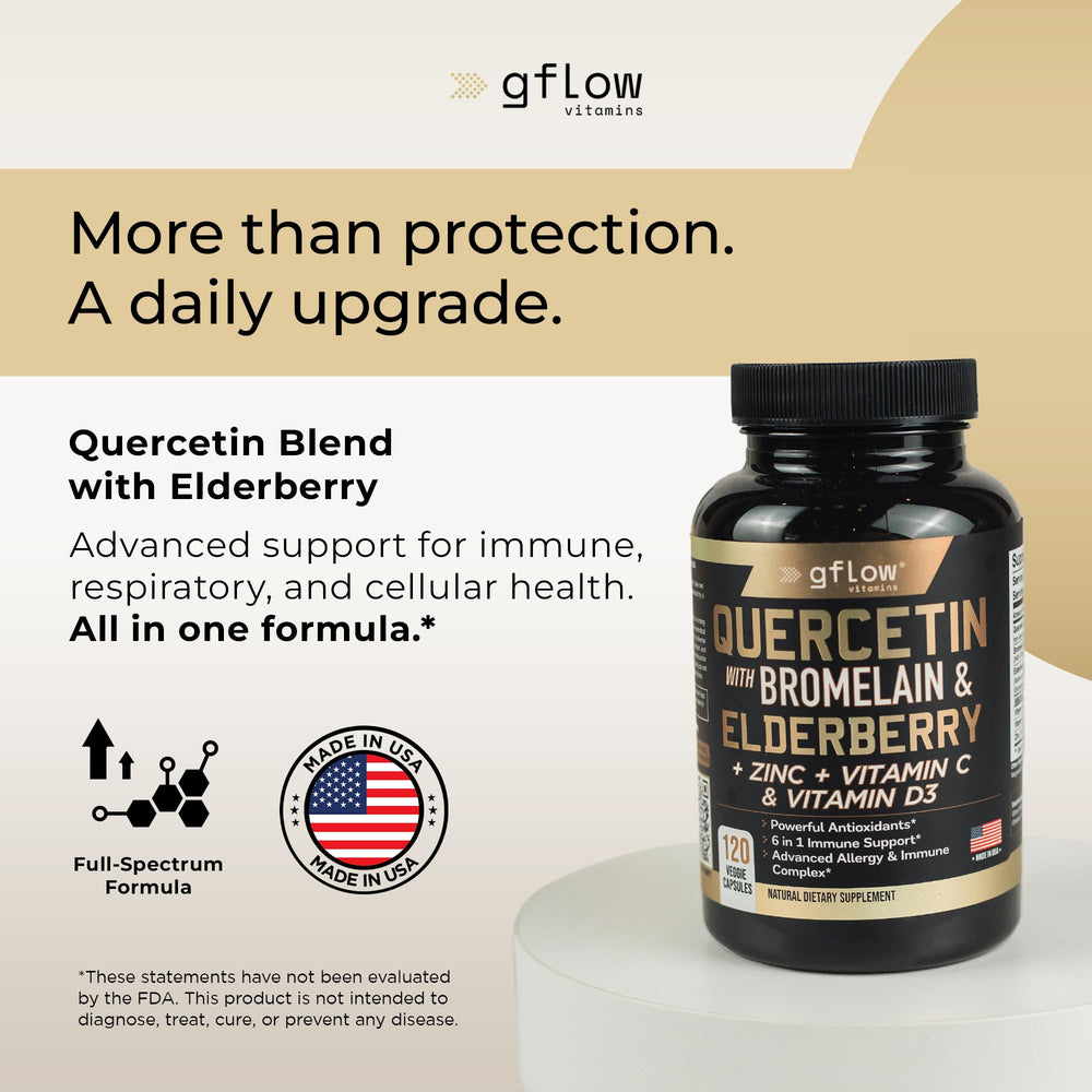 Gflow Quercetin bromelain capsules closeup for daily use