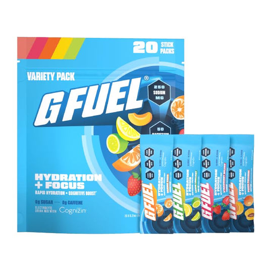 G Fuel electrolytes powder lemon pour for quick hydration and focus during workouts