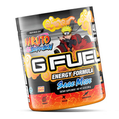 G Fuel Sage Mode powder dispense closeup readying for a pre-workout mix.