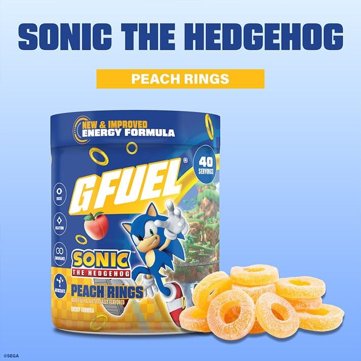 G Fuel Sonic 2.0 prepared drink in a shaker with crisp peach flavor.