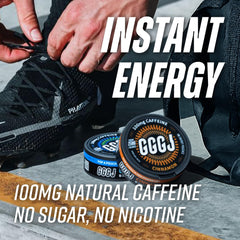 GGGJ ingredients overlay shows Rhodiola, Alpha GPC and L-Theanine in a plant-based blend