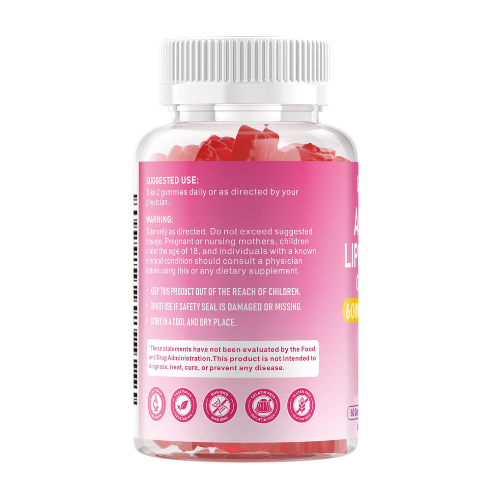 GGMMUU Alpha Lipoic Acid Gummies ingredient list highlighting natural flavors.