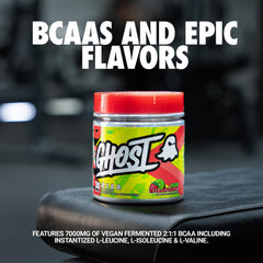 Ghost BCAA Kiwi Strawberry scoop with clear label showing precise serving.