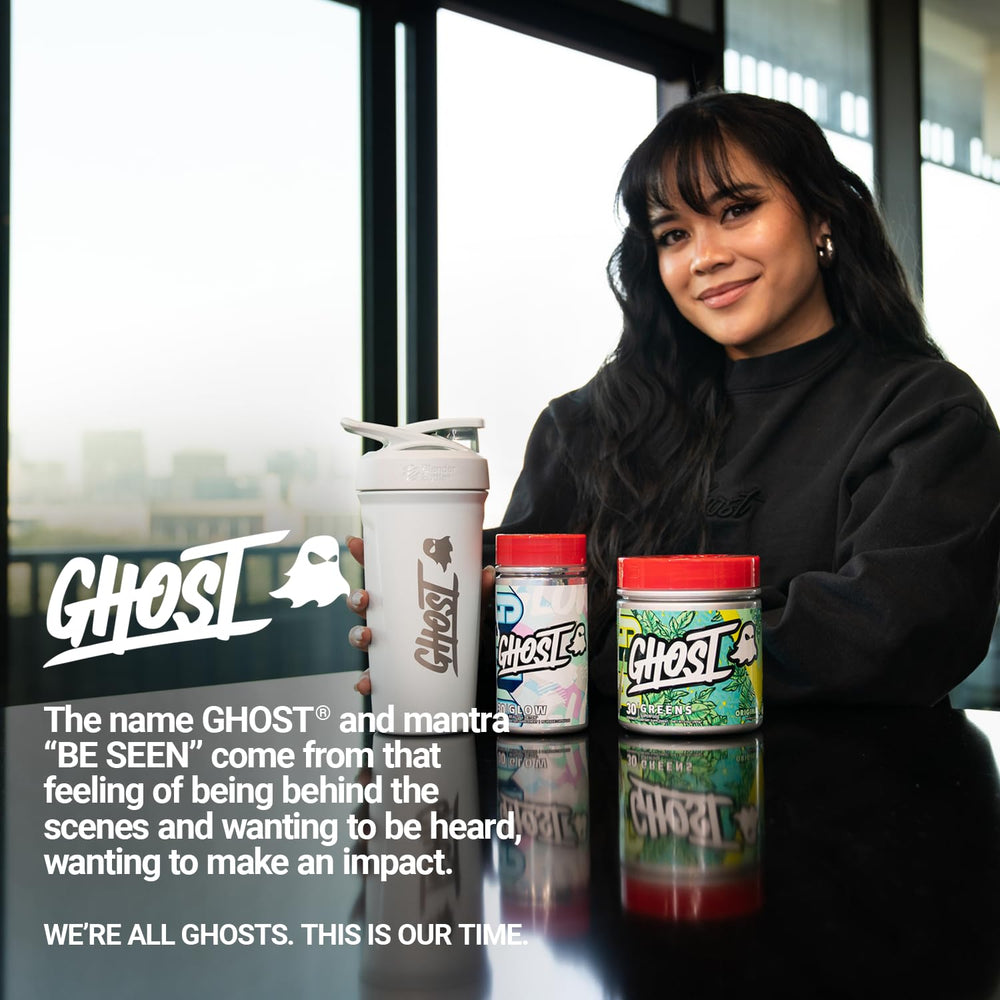 GHOST Glow bottle focused on hyaluronic acid for skin hydration