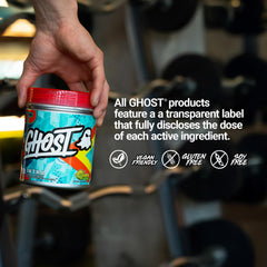 GHOST Intra ingredients label close up with full dose transparency.