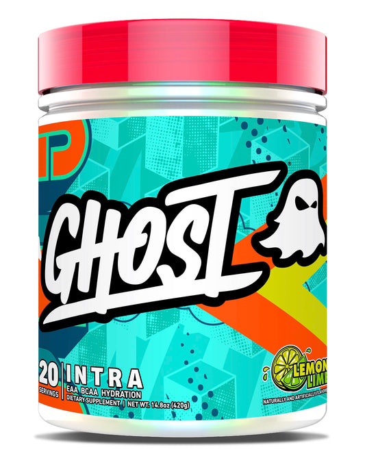 GHOST Intra Lemon Lime bottle shows transparent ingredient disclosure and label clarity.