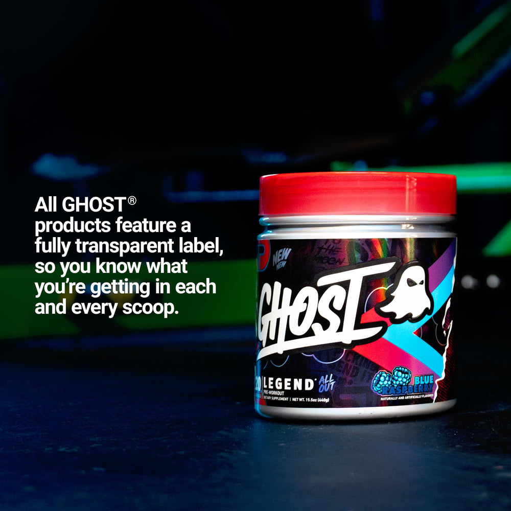 GHOST Legend All Out container with 20 servings for multiple training sessions