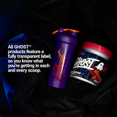 Measuring scoop in hand ready to fuel a workout session with GHOST All Out.
