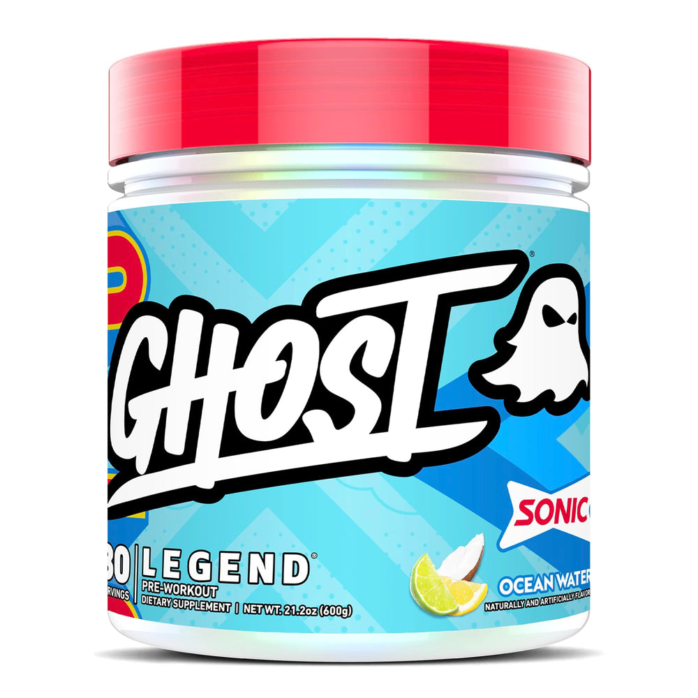 GHOST Legend pre-workout canister front view for energy during workouts