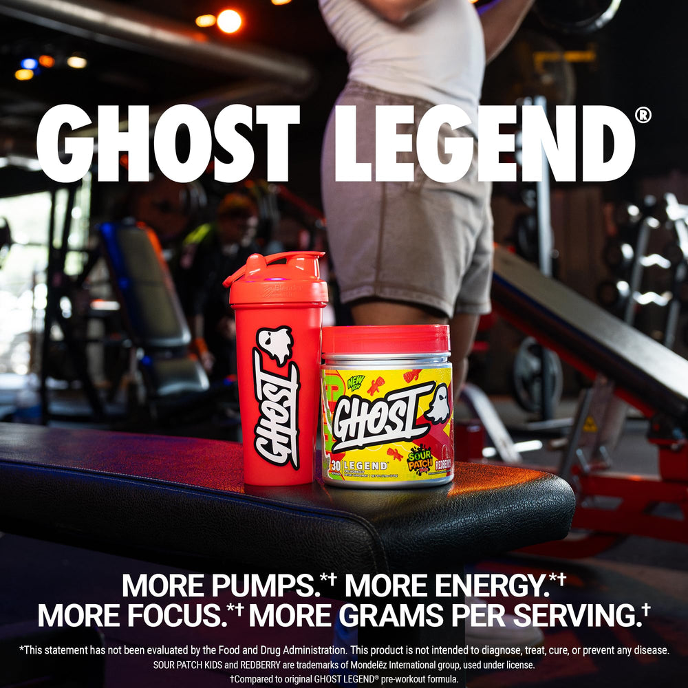 GHOST Legend label close-up showing transparent dosing for informed pre-workout choices.