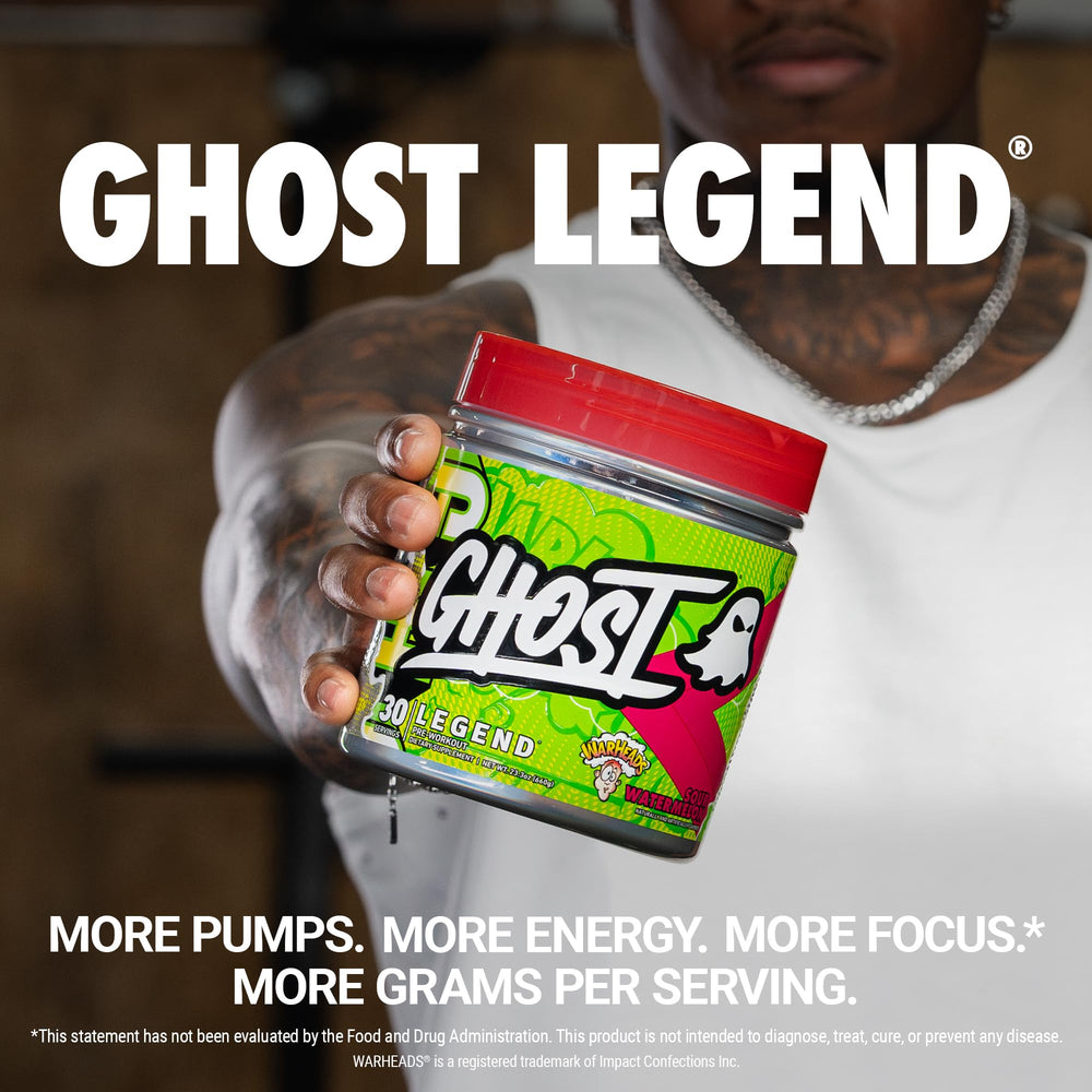 Ghost Legend Warheads Sour Watermelon bottle back with transparent ingredient doses