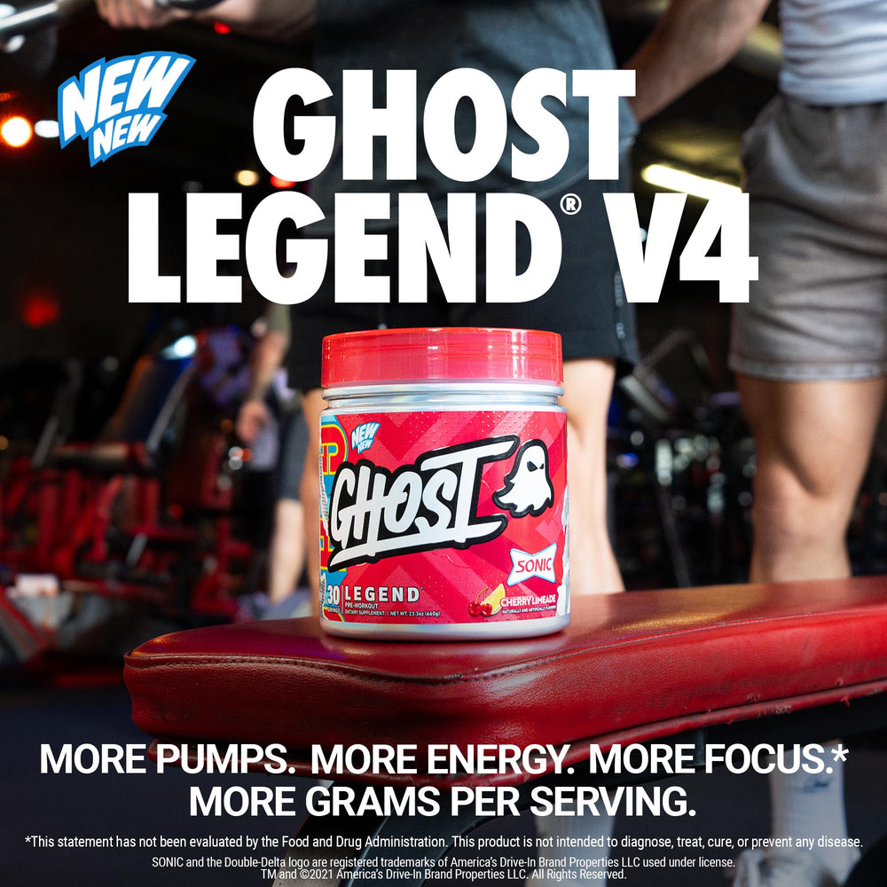 Ghost Legend scoop dispensing powder into a shaker for consistent servings.