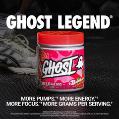 Serving scoop of GHOST Legend Strawberry Splash showing flavor-rich pre-workout preparation.