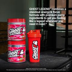 GHOST Legend with water bottle, suggesting energy and focus before training.