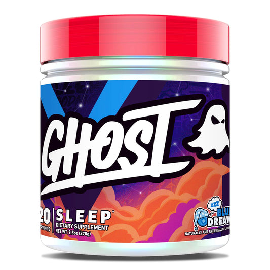 GHOST Sleep Blue Dream bottle with clear ingredients supports nightly rest