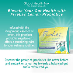 Global Health Trax logo on probiotic bottle label.