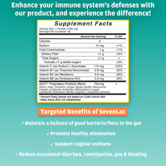SevenLac Apple probiotic powder dissolving in water for easy blending and refreshing taste.