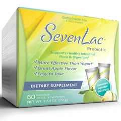 Global Health Trax SevenLac Apple Probiotic Powder Packets for daily gut support.