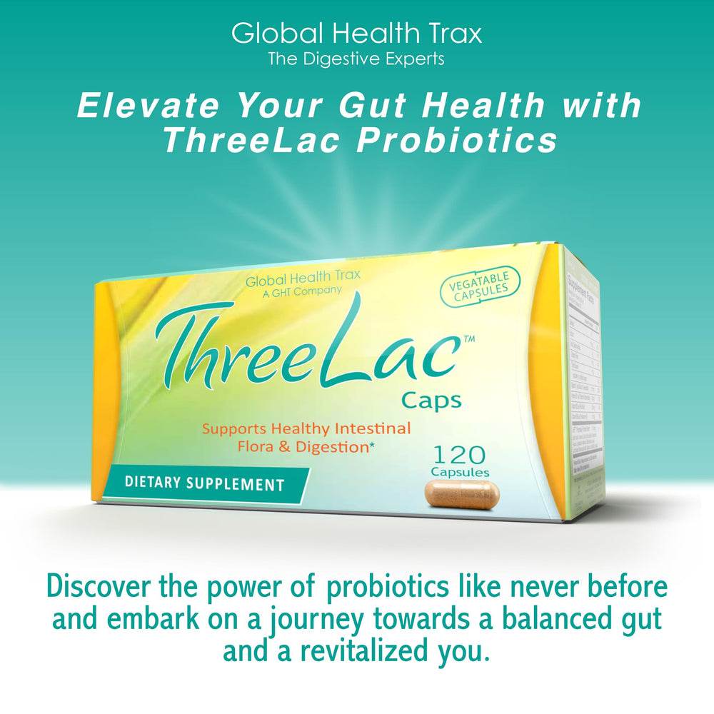 GHT ThreeLac probiotic capsules ingredients label highlighting multi-strain blend.