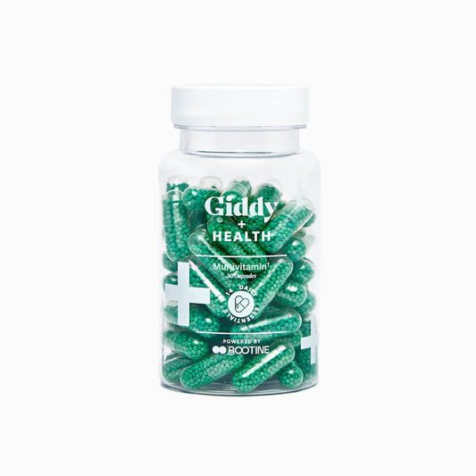 Giddy Health multivitamin bottle front view for daily use.