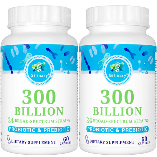 Gifinary Probiotics bottle shows daily 300B CFU gut support