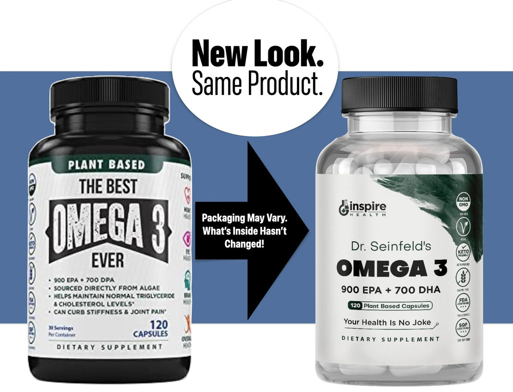 GINSPIRE NUTRITION algae-sourced omega-3 label highlights purity and sustainability.