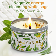 Gisly white sage candle with crystal stones promotes calm space